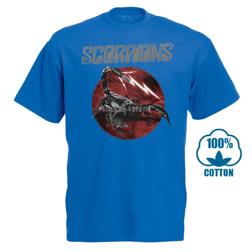 Синий Скорпионов логотип рубашка Размеры S, M, l Xl XXL футболки официальный Rock Band футболка - Цвет: Синий