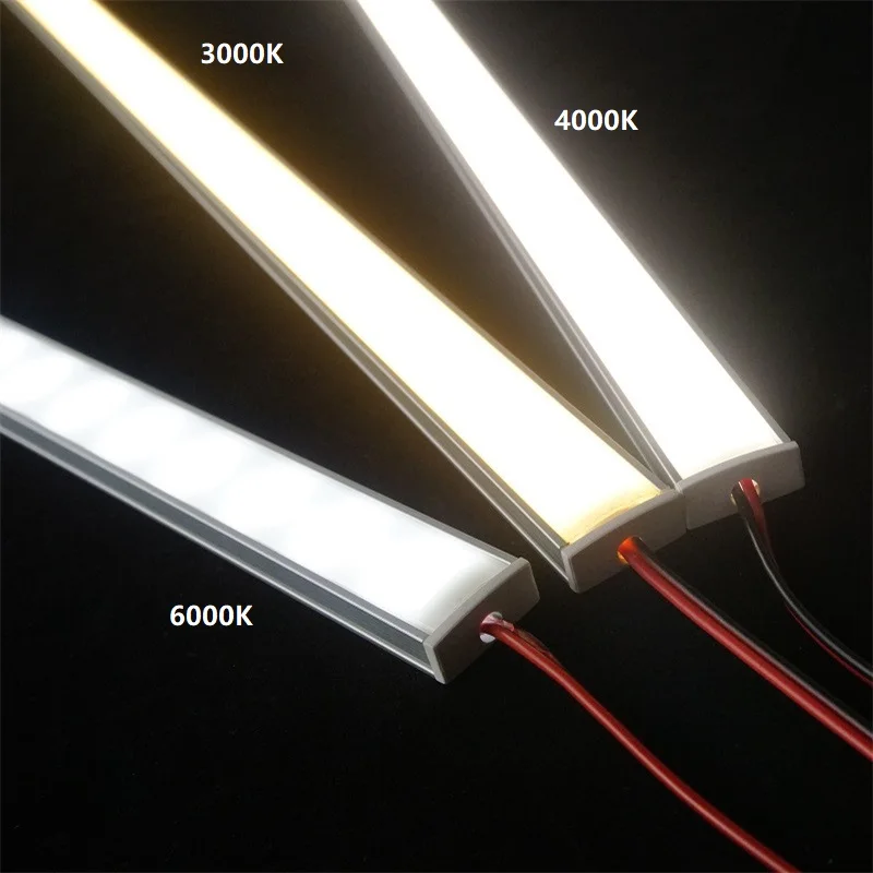 

12VDC 50cm 20inch LED cabinet bar light,2835 60 120/240 led per meter flat U profile led hard strip,2W/6W/9W diode invisible
