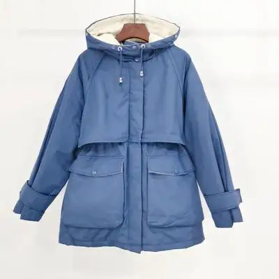 Blue no fur Fitaylor, зимняя женская куртка, большой натуральный Лисий мех, белый утиный пух, пальто, толстые парки, теплый пояс, завязывается на молнии, зимняя верхняя одежда - Цвет: Blue no fur