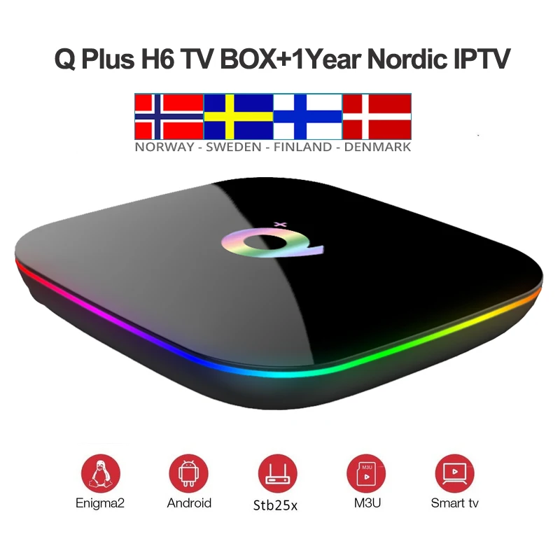 

Q Plus Smart TV Box with 1 Year Nordic IPTV Subscription Code 6K Media Player Android 9.0 Set Top Box Sweden Finland Abonnement