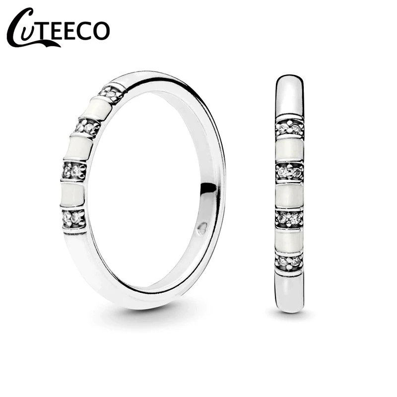 CUTEECO 5 стиль Эмаль Экзотические камни и полосы женские Кольца Золото Серебро Цвет Свадебные ювелирные изделия, обручальное кольцо подарок любовника