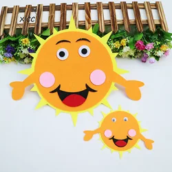 Pegatinas de pared de sol y cara sonriente para habitación de niños, tejido no tejido de fieltro para manualidades de guardería