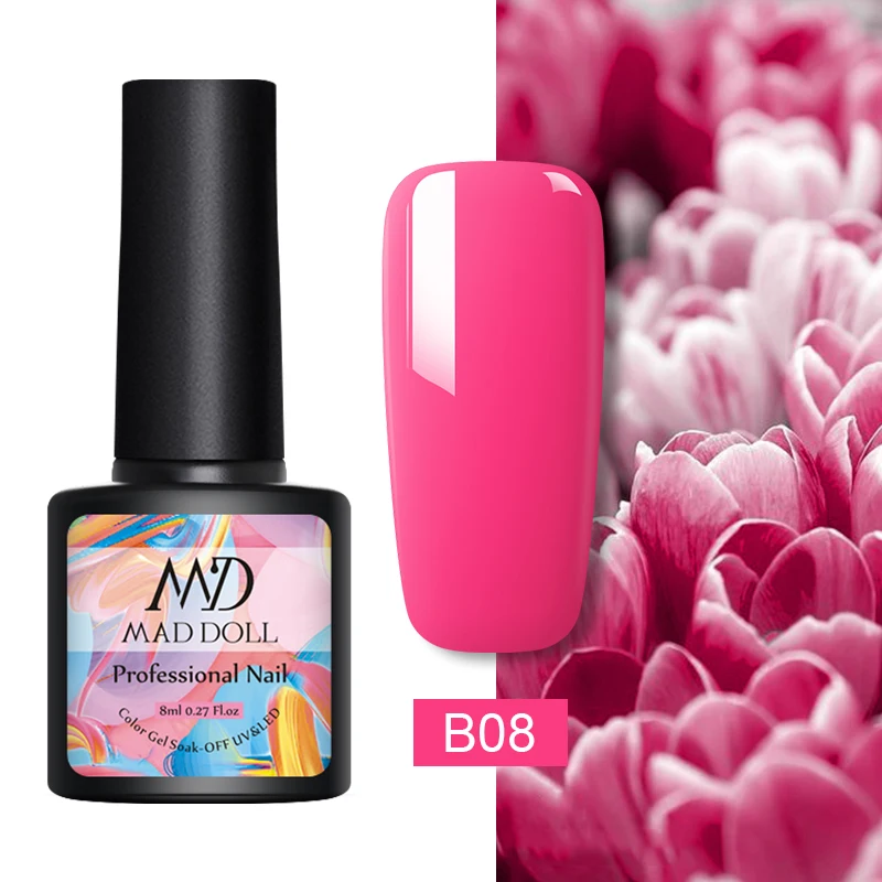 B08 MAD DOLL, 8 мл, УФ-гель для ногтей, розовое золото, блестки, блестки, замачиваются, УФ Гель-лак, Цветной Гель-лак для ногтей, сделай сам, лак для ногтей - Цвет: B08