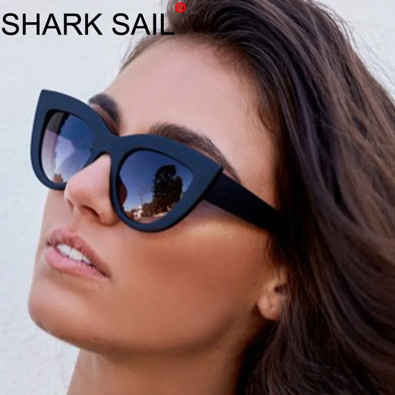 Акула парус кошачий глаз женские солнцезащитные очки Тонированные цветные линзы