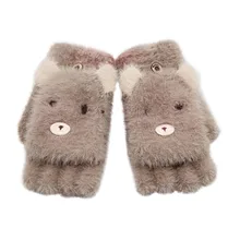 Зимние Детские перчатки; милые теплые Детские перчатки с открытыми пальцами; Повседневные Детские перчатки с пуговицами; Rekawiczki Dzieciece; перчатки для детей#15