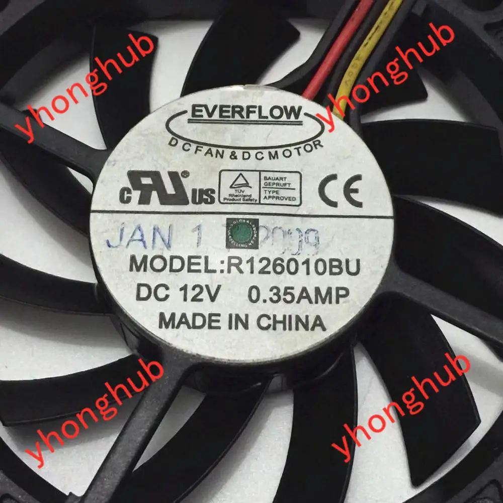 EVERFLOW R126010BU DC 12V 0.35A 60x60x10 мм 3 Провода Сервер вентилятор охлаждения|everflow r126010bu|square