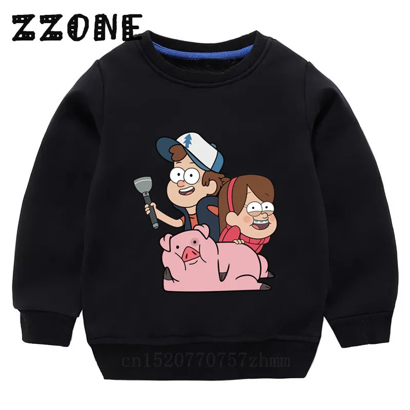 Детские забавные свитшоты с изображением Гравити Фолз Мэйбл Диппер хлопковый пуловер для малышей Топы, одежда для мальчиков и девочек детские толстовки с капюшоном, KYT2415