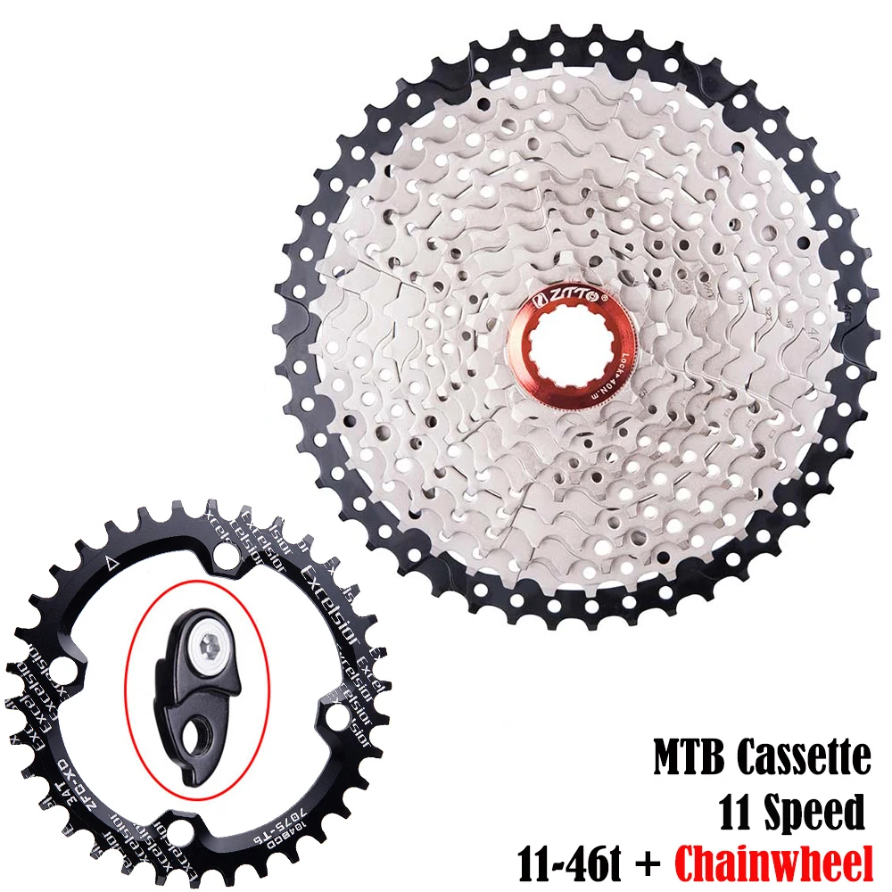 

ZTTO MTB 11 Speed Cassette Wide Ratio 11-46t Bicycle Freewheel Sprockets Compatible for SH HG System Bike Chainwheel 32t 34t 36t
