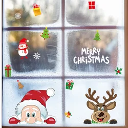 Autocollants muraux de père noël, cerf, arbre de noël, flocon de neige, pour fenêtre, ornement, nouvel an, bricolage, 2021 