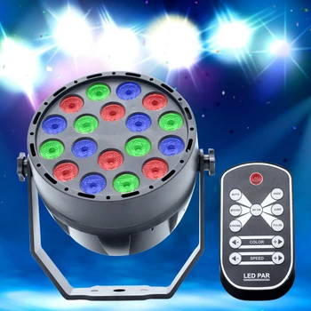 

LED Par Lights 1Wx18 DJ equipment stage lighting DMX Controller effect RGB Sound Actived for Disco party KTV Bar Wedding