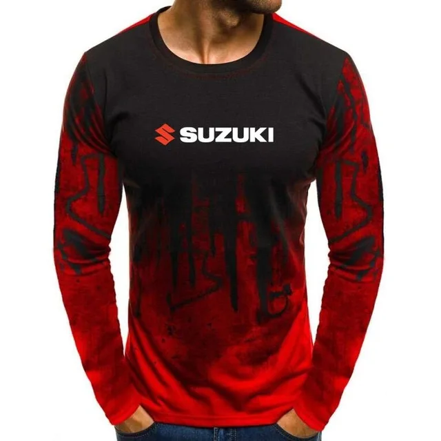 Мужские футболки, мужские футболки для Suzuki Racing DecalPrint, Осенние Топы с принтом брызг чернил, мужские повседневные футболки с длинным рукавом