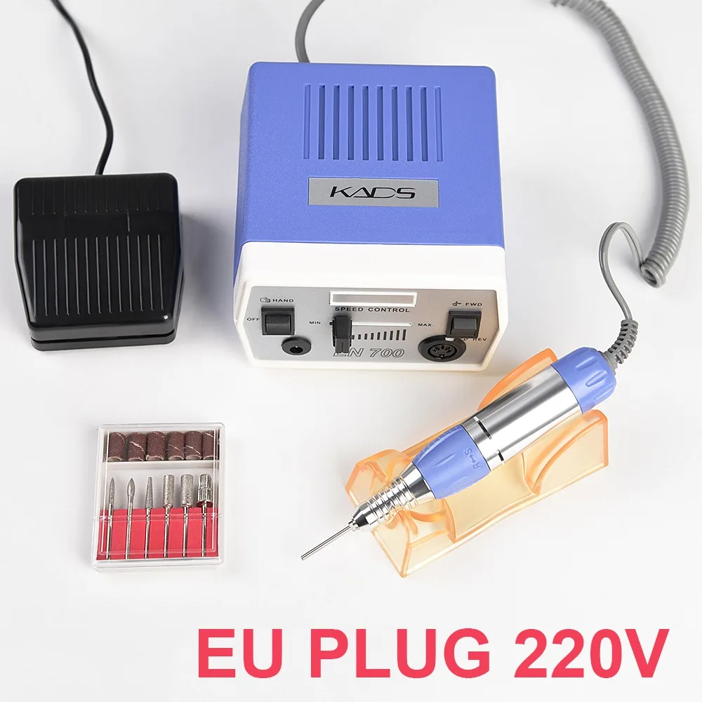 Blue-220V KADS 30000 об/мин, фрезер для ногтей, сверлильный станок для ногтей Маникюр Педикюр Инструменты Электрические машины с ручкой и набор сверл 4 цвета на выбор - Цвет: Blue-220V