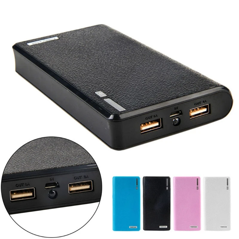 Dual USB Power Bank 6x 18650 External Backup Battery Charger Box Case For Phone 37MC
