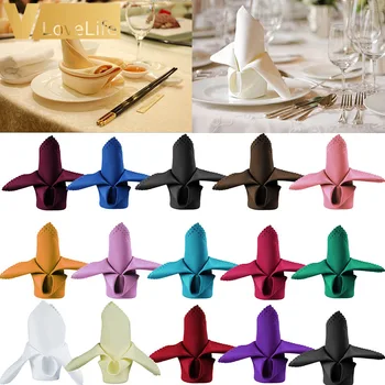 

10Pcs 30x30cm Polyester Table Napkins Many Colors Restaurant Dinner Wedding Banquet Decor Supplies And Party Decoration