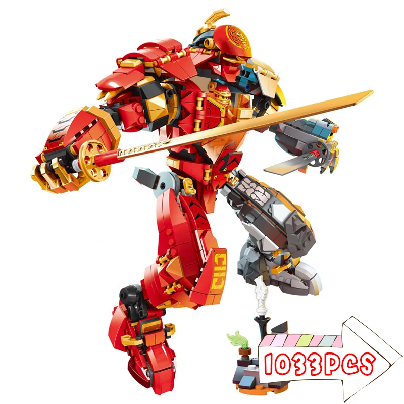 

1033Pcs Ninjagoed Fire Stone Mecha Building Blocks Bricks Toys Sets Kits Ninja Mech Technic Gifts For Kids 71720