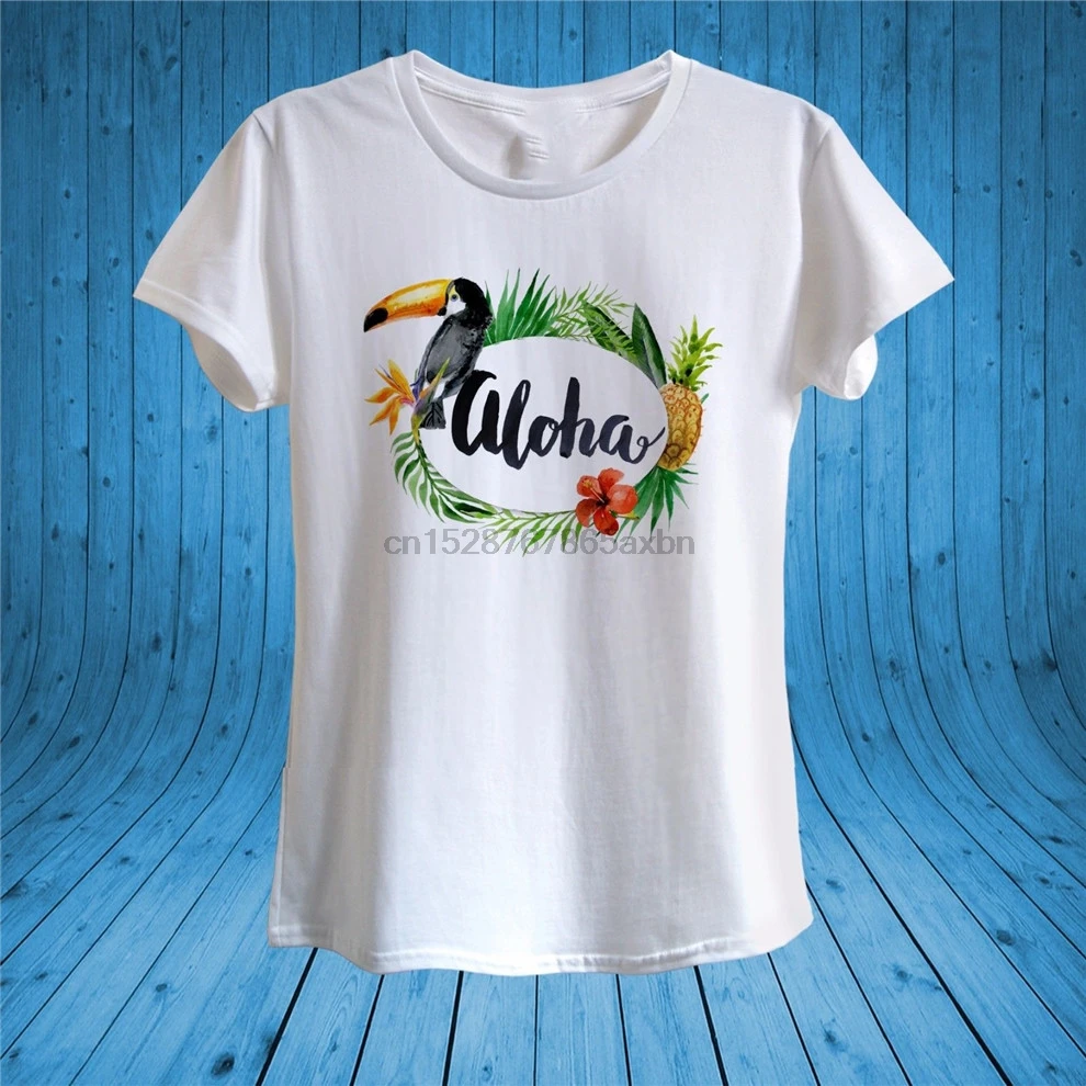 Aloha летняя футболка с принтом тоукан ананас цветы 100% хлопок унисекс женская