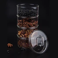 Multilayer Stackable Glass Bottle Jar Canister Transparent Storage Container with Two Canister and One Lid 2