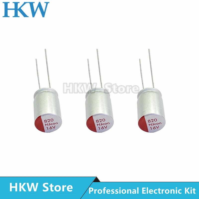 20pcs NEW DIP 820uF 16V 8x12mm Super Low ESR 16V820uF For Motherboard VGA Solid Aluminum Capacitor 820UF16V High Quality 8*12mm