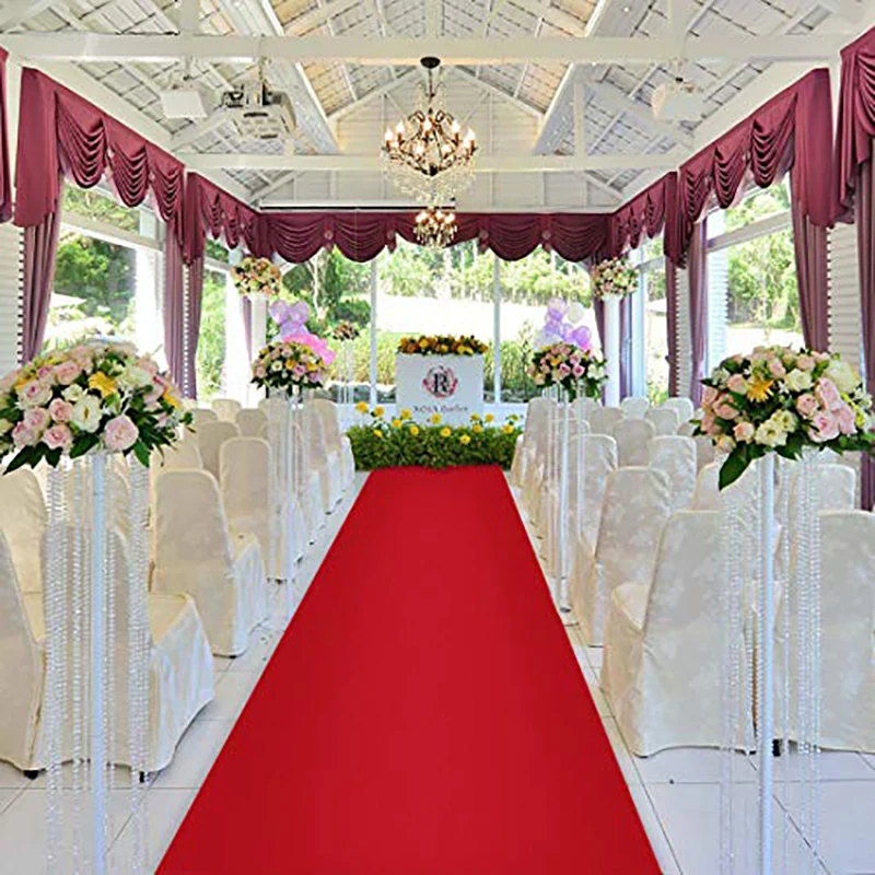 Long Wedding Aisle Runners Red Wedding Carpet Indoor Outdoor Party Film Celebrations Wedding Carpet Festive Wedding Decoration
