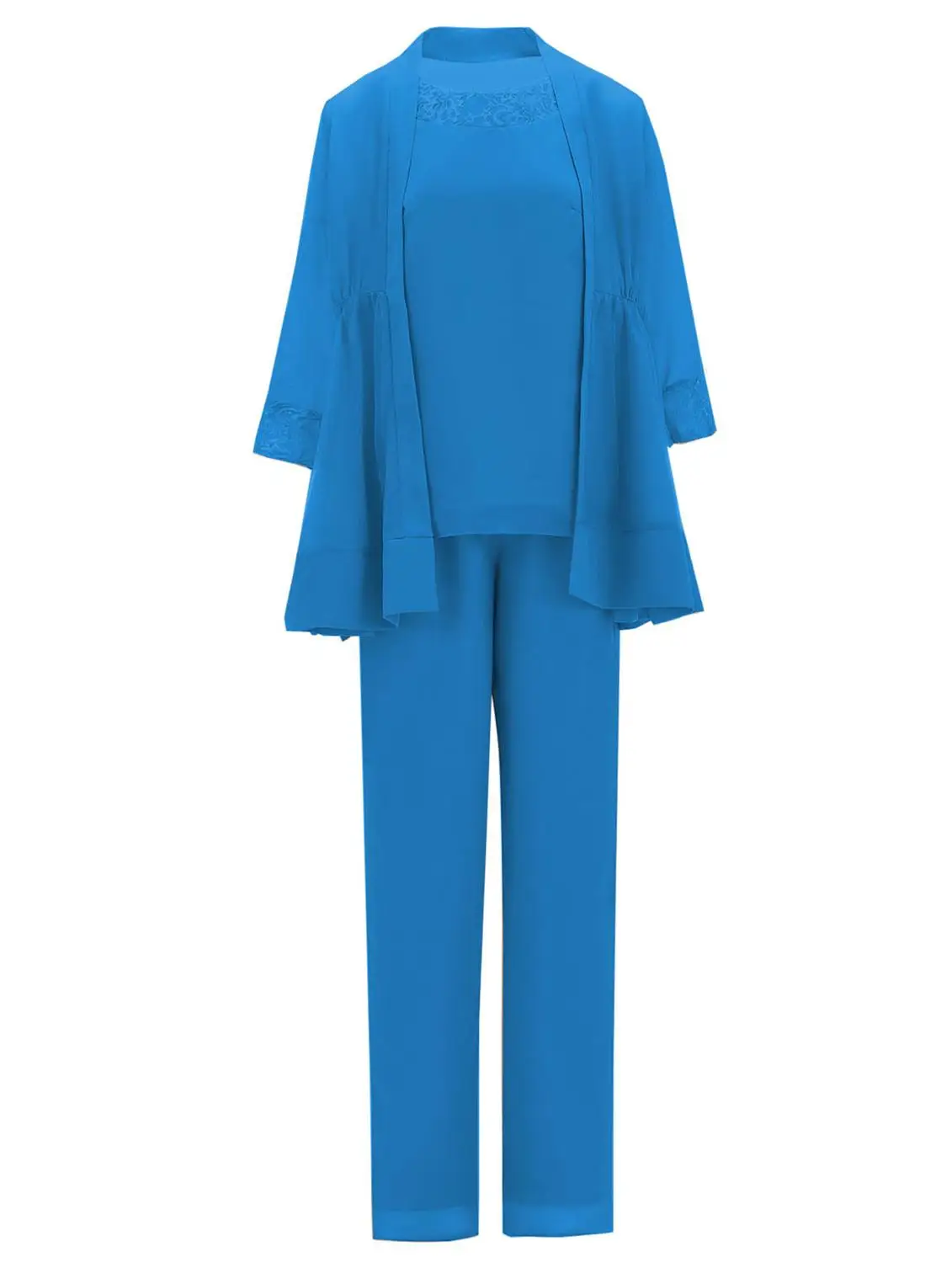 Blue Мусульманский костюм из 3 предметов, кружевной жакет, штаны для мамы и жениха, наряд для свадьбы, невесты, торжественное вечернее платье, платье, SLD-M04 - Цвет: Blue