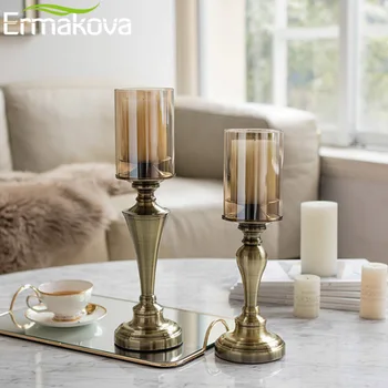 

ERMAKOVA Metal Candelabra Retro Candlestick Candle Holder Candlelight Dinner Wedding Gift Event Wedding Candelabra