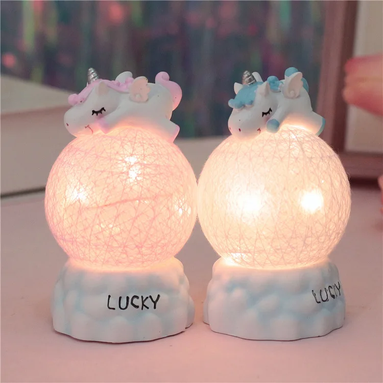 

LED Night Light Cute Unicorn Sitting/Lying with Cotton Ball Table Lamp Xmas Home Decor Light Best Gift for Kid Birthday Gift D35