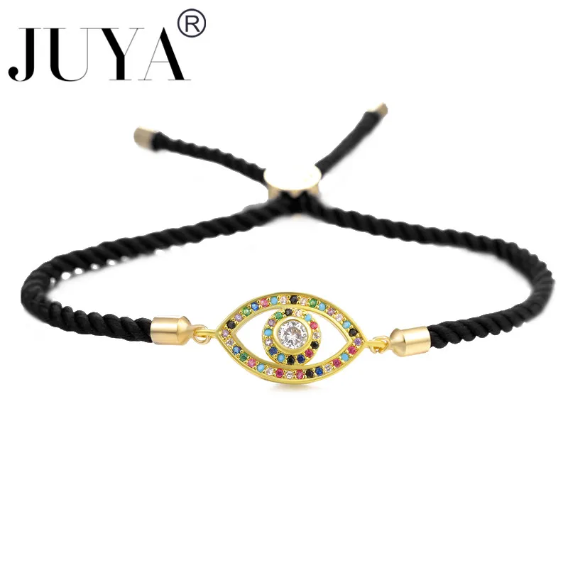 JUYA браслет модный турецкий золотой браслет evil Eye Pave CZ многоцветный глаз золотой браслет-цепочка регулируемые женские ювелирные изделия для вечеринок