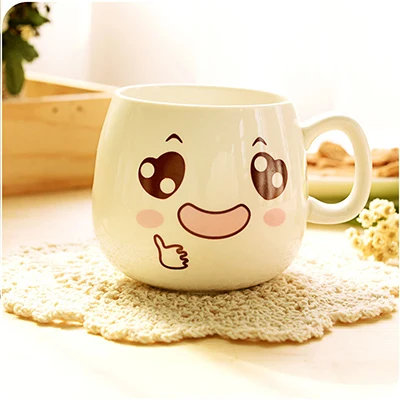 3 Ceramic Mugs Couples Cups Friends Gifts Office Coffee Milk Cups Ceramic Cup Creative Personality Cute Expressions Patterns - Цвет: 3