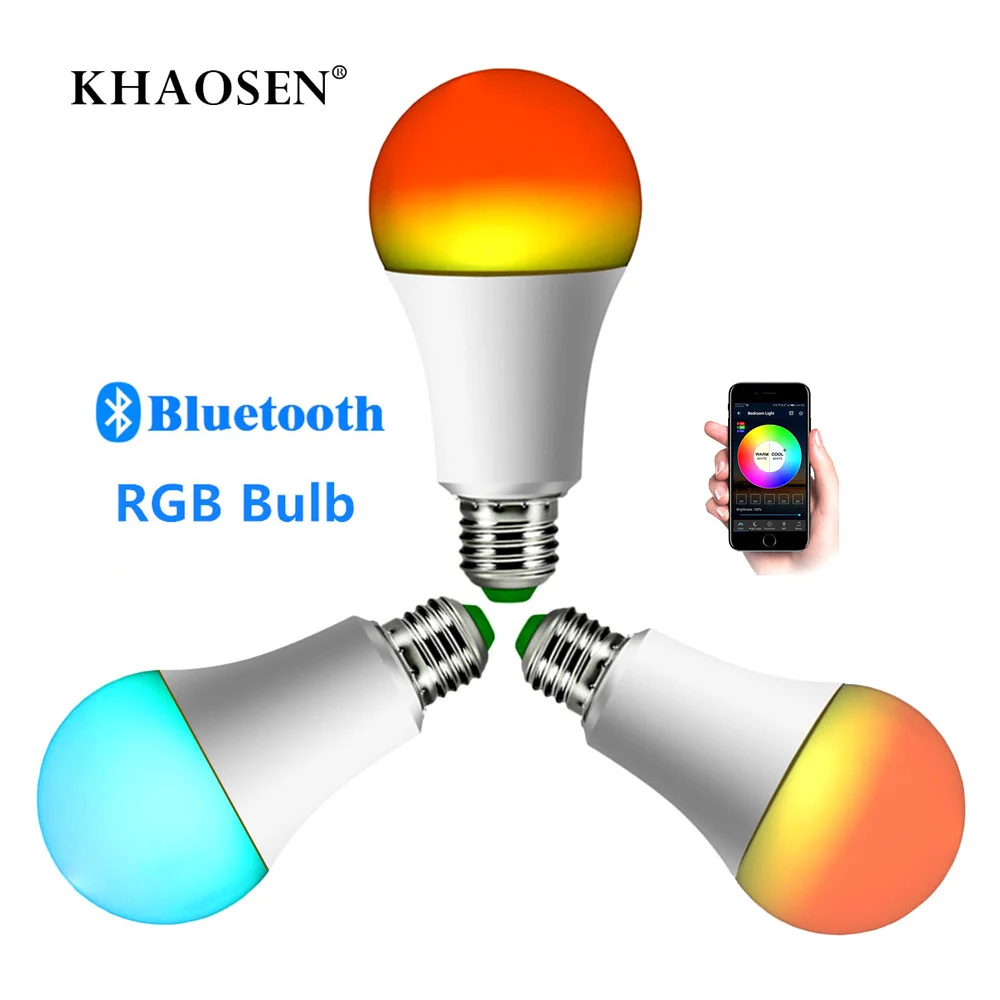 E27 умная Лампа 15 Вт Светодиодный светильник Bluetooth приложение управление лампы или