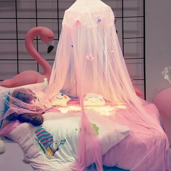

Nordic Style Kids Decoration Cotton Dome Mosquito Net Princess Baby Shed Valance Round Bed Hanging Canopy Awning Tent