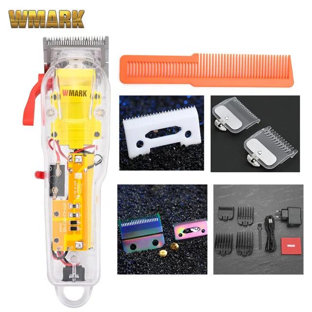 2021 WMARK New Model NG-108 Rechargeable Hair Cutting Machine Hair Clippers Trimmer Transparent Cover White Or Red Base 7300rpm 108A with W-2C