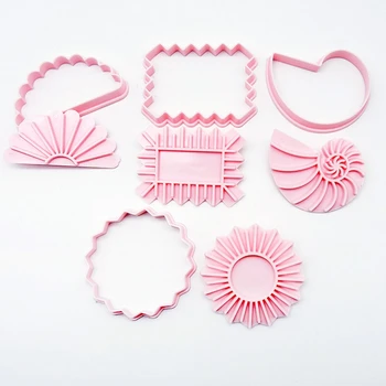 

4pcs/set Sandwich Biscuit Mould Fan Conch Sun Wave Pattern Cookie Stamp Cake Pastry Art Cake Fondant Decoration Baking Tools