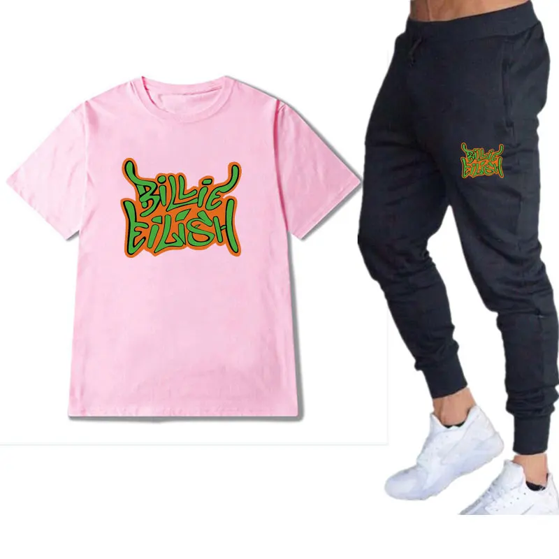 2020 New Rapper Billie Eilish White T-Shirt Black Men Women T-Shirt Sports Pants Printing Fashion Trend Men's T-Blood Set 2020 New Rapper Billie Eilish White T-Shirt Black Men Women T-Shirt Sports Pants Printing Fashion Trend Men's T-Blood Set