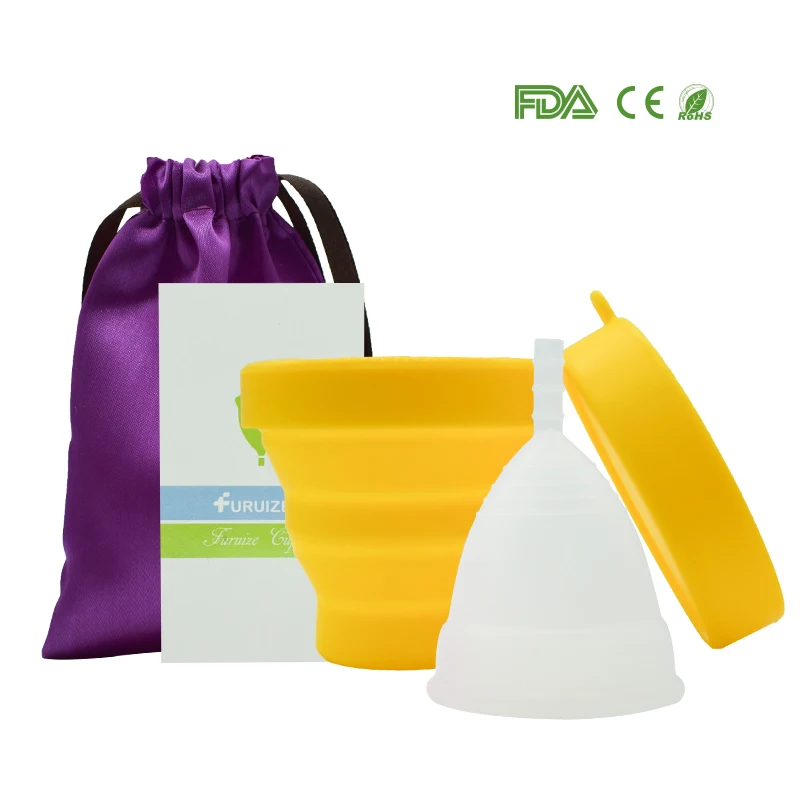 1pcs Menstrual Cup and 1pcs Sterilizer Cup Sterilizing Collapsible Cups to Clean Copa Menstrual Recyclable Foldable Cup - Цвет: Зеленый