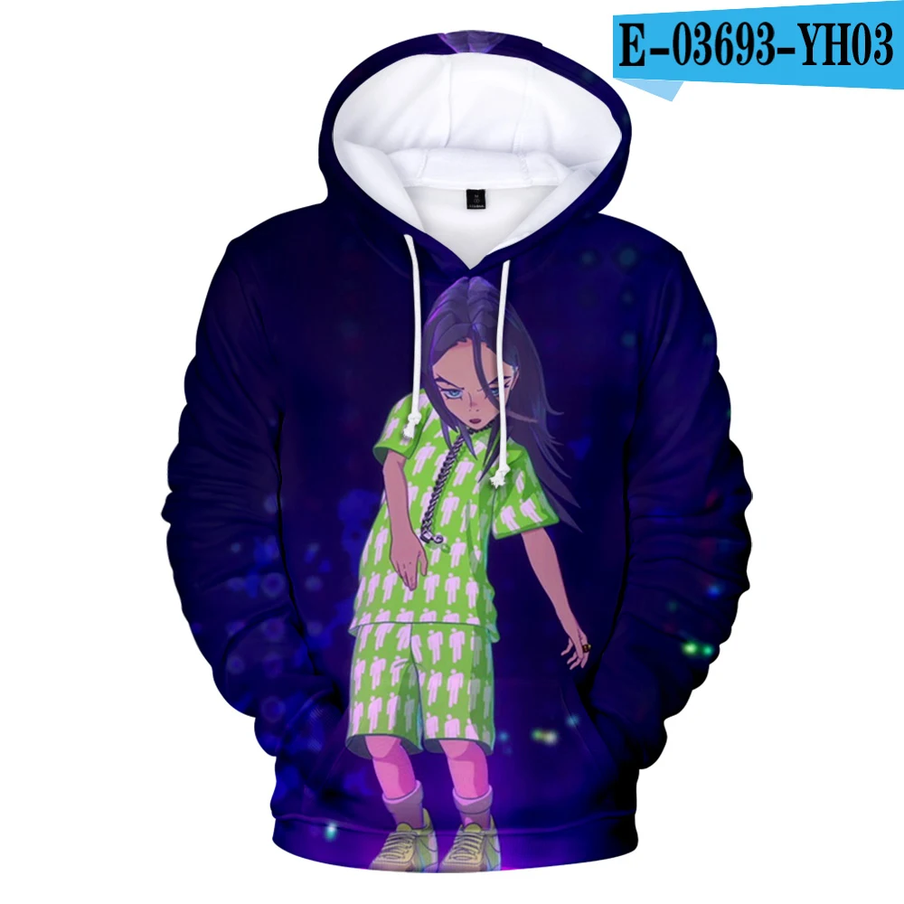 3D худи Billie Eilish, женские и мужские свитшоты, повседневные осенние модные худи Billie Eilish, 3D толстовки, пуловеры для девочек, топы - Цвет: 3D