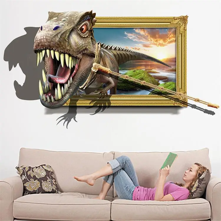 Wall-Stickers3D, звезда, наклейки на стену, фальшивое окно, дельфин, Акула, спальня, гостиная, декоративная живопись, Декор
