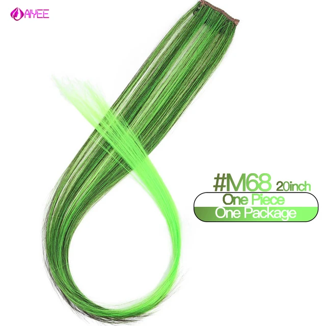 AIYEE Hair Extensions Pure RainBow Hairpiece Clip In Hair Piece Synthetic Long Straight Ombre Pink Red Rainbow Hair Piece 68