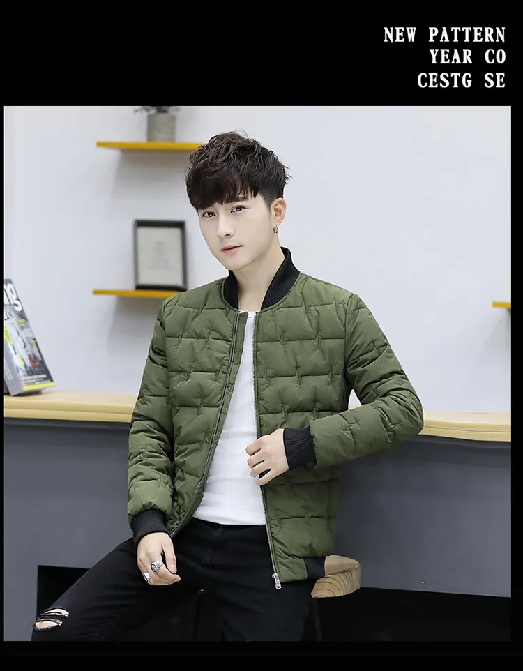 Korean Slim fit jacket men fashion baseball collar padded coats streetwear thicken men short coats jacket clothes male clothing