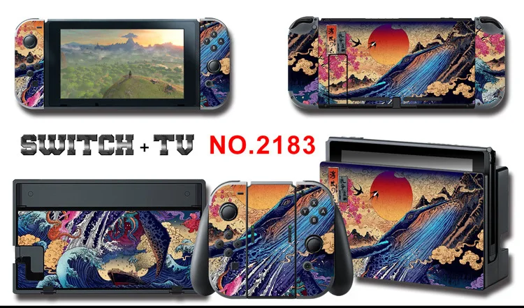 1set New Cute Anime Full Body Sticker for NS Switch Protective Cover Skin Colorful Art for Game Console Joy-Con Controller Decor