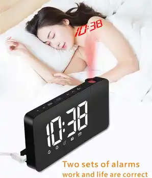 

Projection clock led digital alarm clock bedside clock digital table clock digital electronic watch alarm clock with FM radio