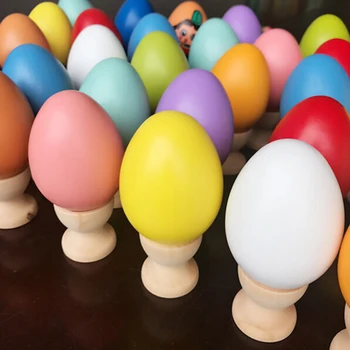 

Real Wood Simulation Eggs Children Play House Diy Hand Painted Doodle Easter Egg Explosion Models Toys 2020 Hot Selling