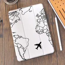 Monde Voyage Aérien 4 Étui iPad Avec Porte Crayon 10.2 8th 2020 7th 12.9 Pro 11 2018 Mini 5 Housse En Silicone Pour 10.5 Air 1 2 3