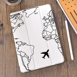 Mundo de viagem para o ar 4 ipad caso com lápis titular 10.2 8th 2020 7th 12.9 pro 11 2018 mini 5 capa silicone para 10.5 ar 1 2 3