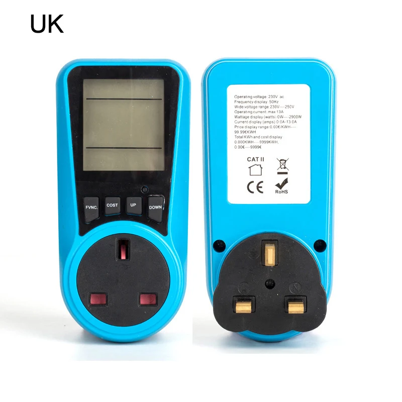 AC 230V power monitor напряжение анализатор Ваттметра разъем питания цифровой измеритель штепсельная вилка европейского стандарта ватт выход энергии инструмент для выставления счета - Цвет: PM05-UK plug
