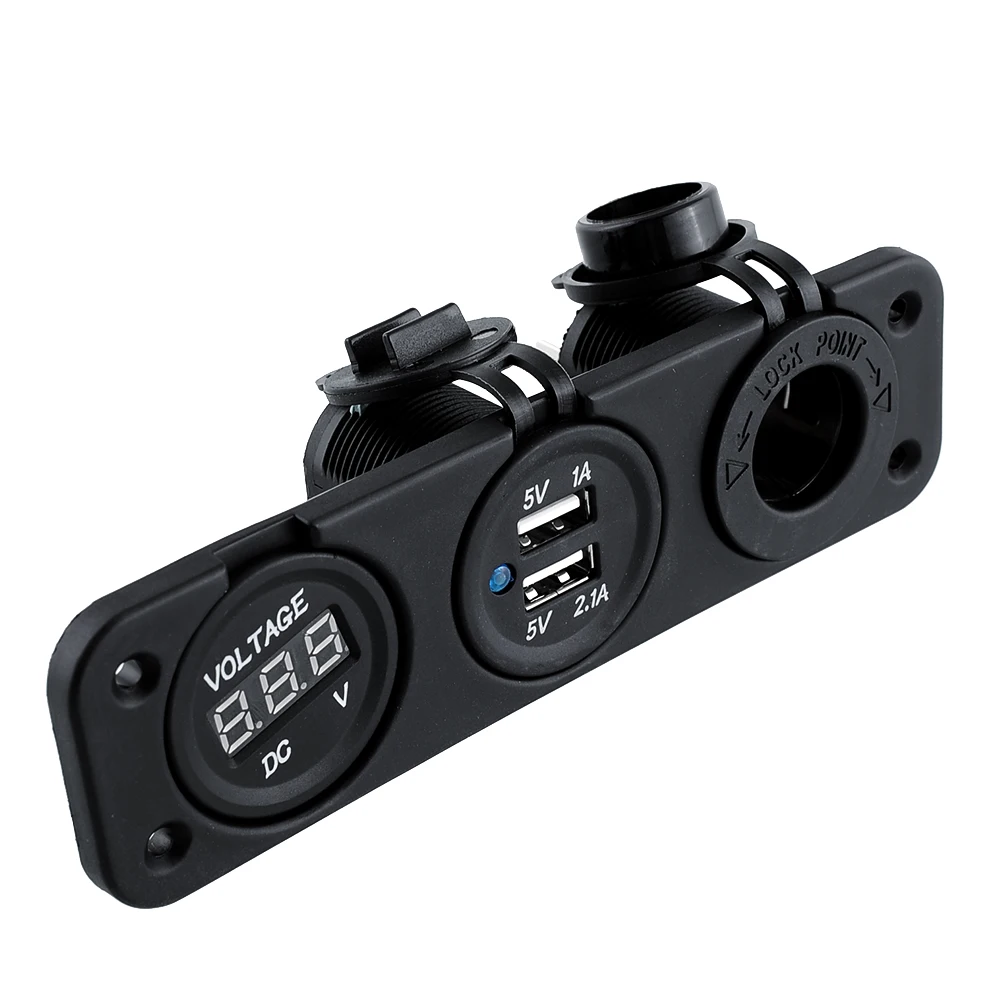12V 1A мощность двойной автомобильный прикуриватель гнездо USB адаптер+ Вольтметр