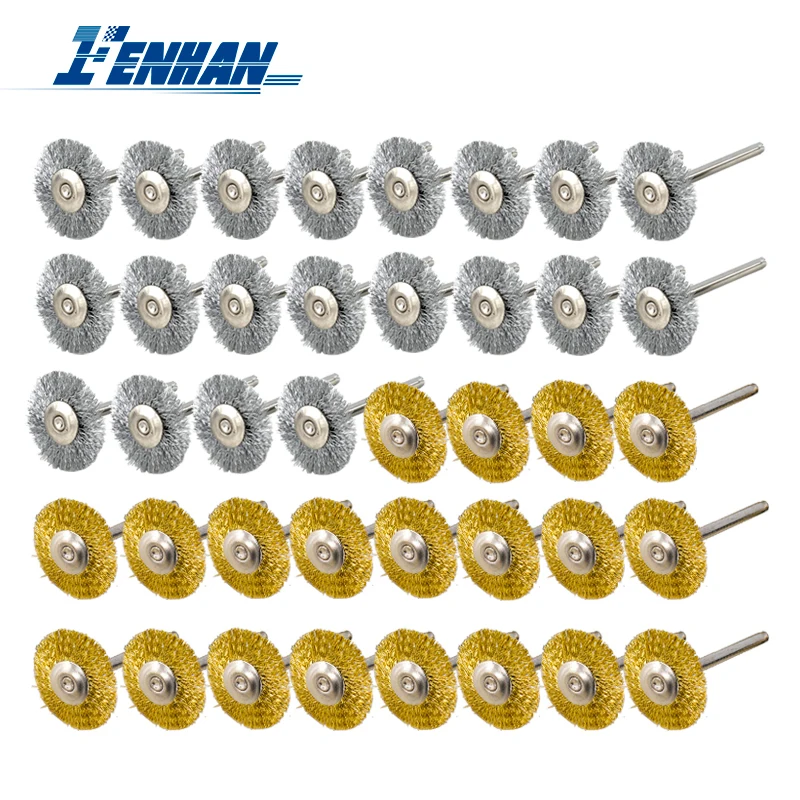Steel Wire Brush Disc 40pcs Metal Polishing Wheel Disc for Dremel Rotary Tools Drill Wire Brush