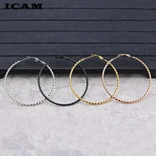 ICAM модные серьги круглые большие гладкие серьги-кольца бренд Петля Серьги гиперболы для женщин ювелирные изделия аксессуары Подарки