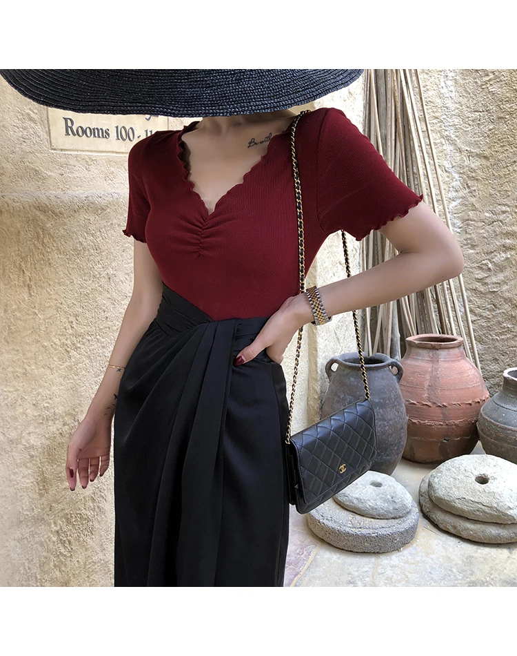 ALOHA STUDIO dew или одежда французский стиль восстановление древних способов сплит юбки женские чувство высокой талии нерегулярные миди