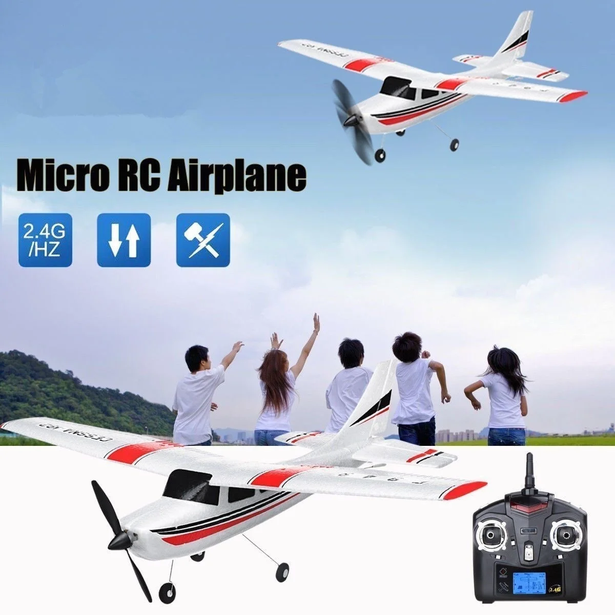 Buy F949 3CH Fixed Wing Plane Radio Control Airplane 2.4G Outdoor Long Distance Rubber Plane Remote Control RC plane Toy