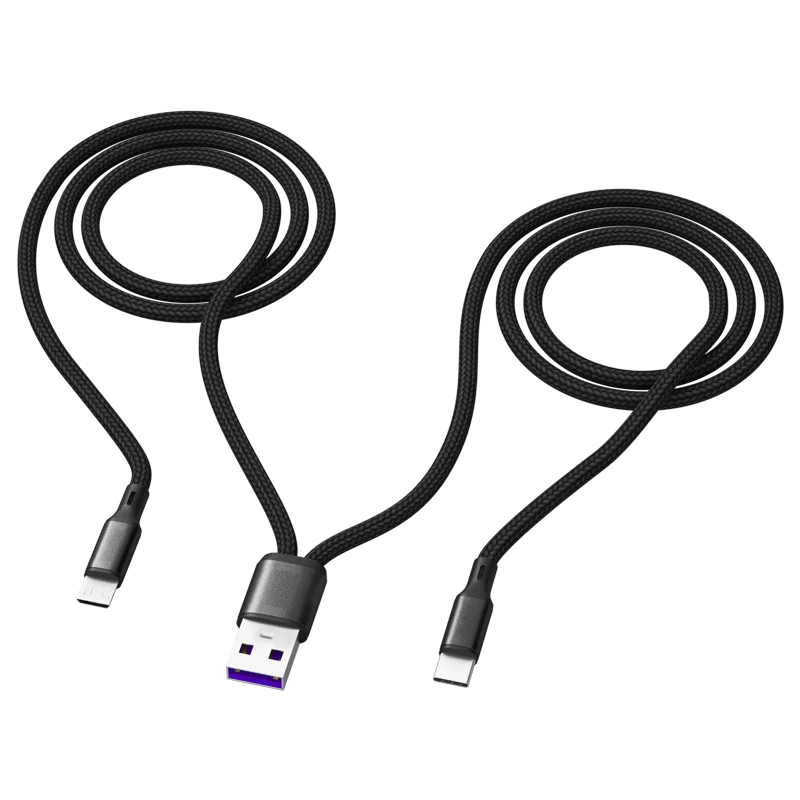1m 2-in-1 Data Cable Type C Micro Fast Charging Cable Y Splitter 5A Fast Charging Cable for Samsung Huawei Xiaomi Wire Cords BEST SELLERS
